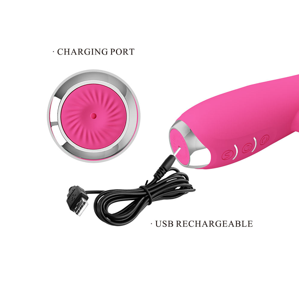 Party Up ERIC Rotating Beads Vibrator - Pink - Pink 20.5 cm USB Rechargeable Rabbit Vibrator with Rotating Bead Shaft Party Up