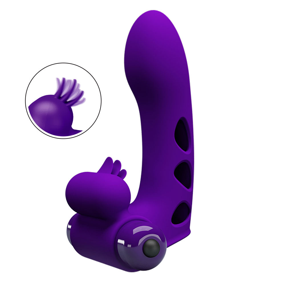 Party Up MIKE Finger Vibe - Purple - Purple Vibrating Finger Vibrator Party Up