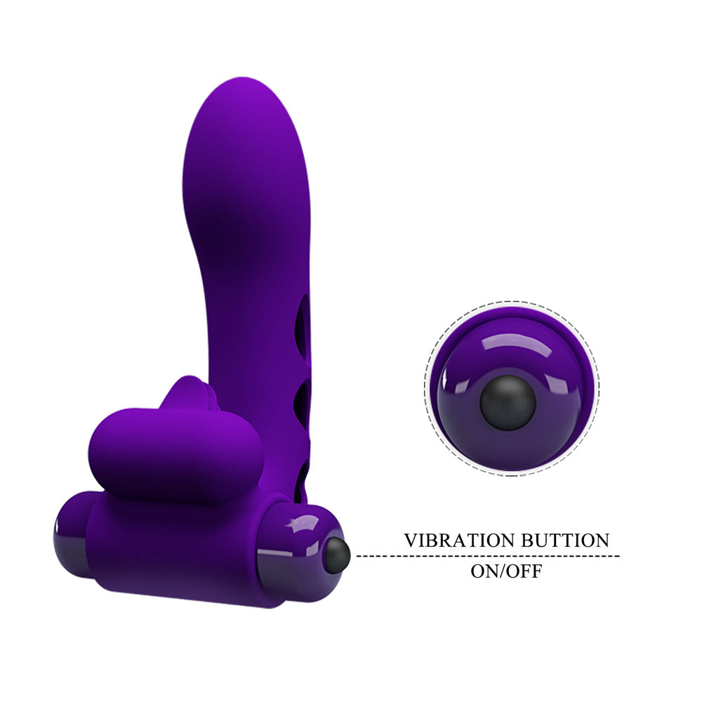 Party Up MIKE Finger Vibe - Purple - Purple Vibrating Finger Vibrator Party Up