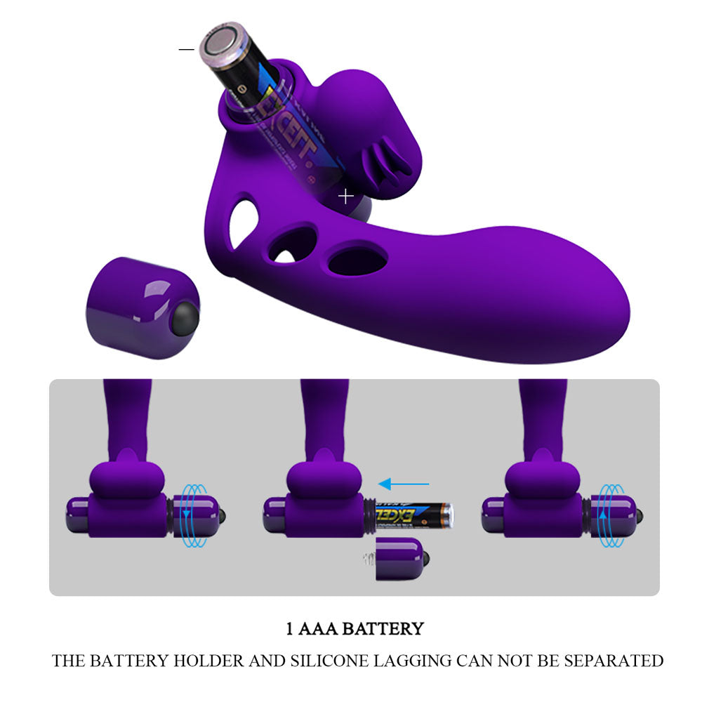 Party Up MIKE Finger Vibe - Purple - Purple Vibrating Finger Vibrator Party Up