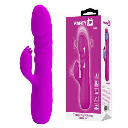 Party Up BOB Thrusting Vibe - Purple - Purple 25 cm USB Rechargeable Thrusting Rabbit Vibrator Party Up