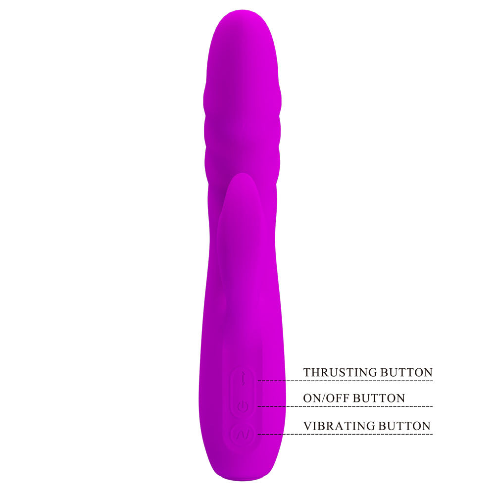 Party Up BOB Thrusting Vibe - Purple - Purple 25 cm USB Rechargeable Thrusting Rabbit Vibrator Party Up