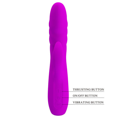 Party Up BOB Thrusting Vibe - Purple - Purple 25 cm USB Rechargeable Thrusting Rabbit Vibrator Party Up
