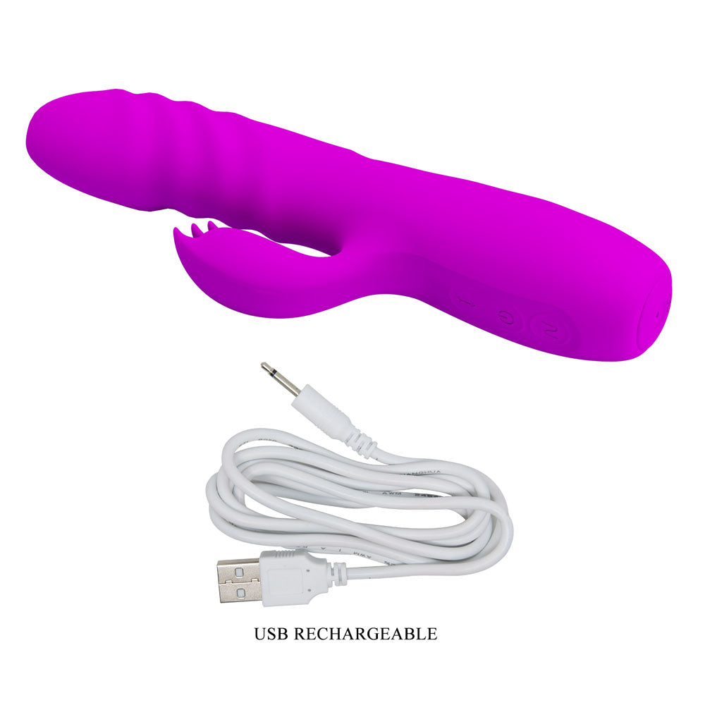 Party Up BOB Thrusting Vibe - Purple - Purple 25 cm USB Rechargeable Thrusting Rabbit Vibrator Party Up