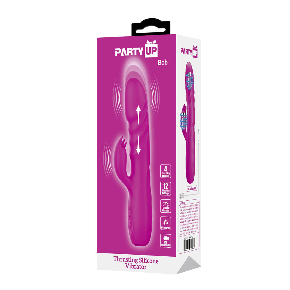 Party Up BOB Thrusting Vibe - Purple - Purple 25 cm USB Rechargeable Thrusting Rabbit Vibrator Party Up