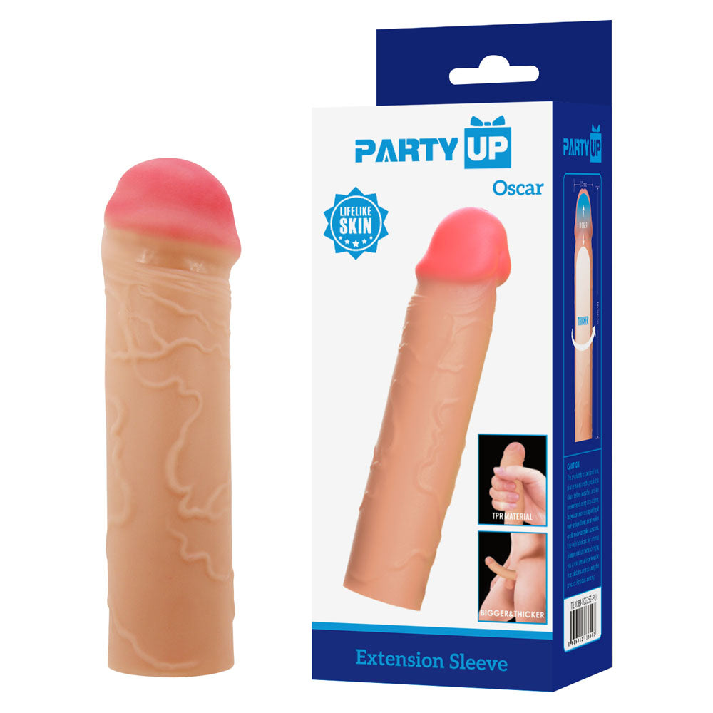 Party Up OSCAR 1 Inch Extender Sleeve - Flesh 1 Inch Penis Extender Sleeve Party Up