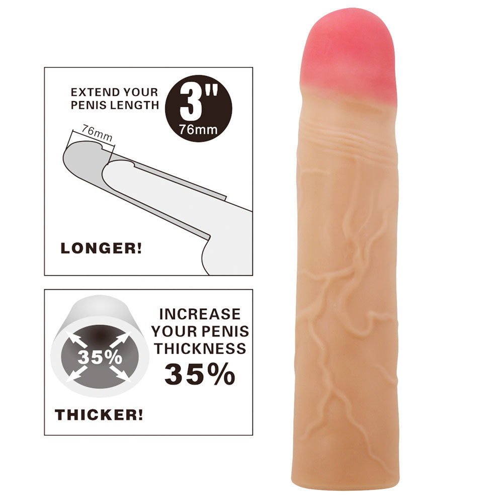 Party Up PHILIP 3 Inch Extender Sleeve - Flesh 3 Inch Penis Extender Sleeve Party Up