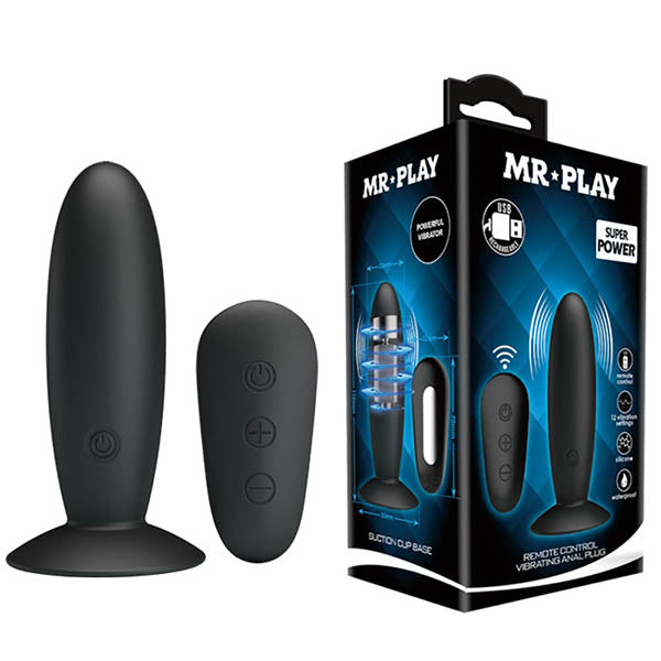 MR PLAY Remote Control Vibrating Anal Plug - Black USB Rechargeable Vibrating Butt Plug with Wireless Remote Baile