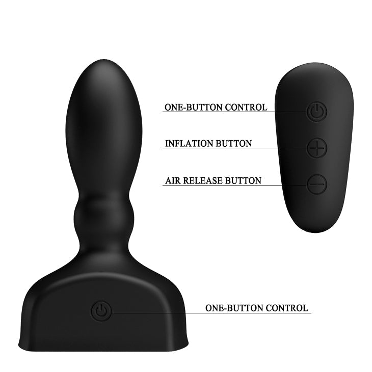 MR PLAY Inflatable Anal Plug - Black USB Rechargeable Inflatable Anal Plug with Wireless Remote Baile