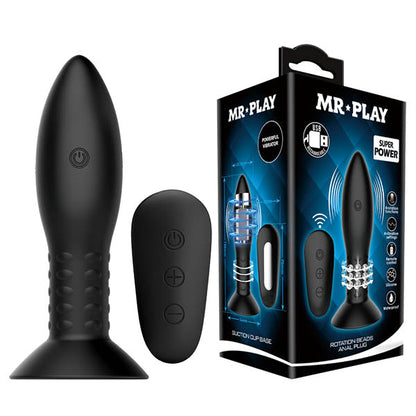 MR PLAY Rotation Beads Anal Plug - Black USB Rechargeable Beaded Butt Plug with Wireless Remote Baile
