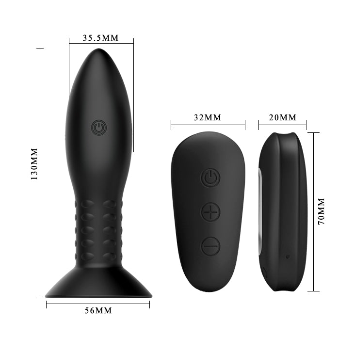 MR PLAY Rotation Beads Anal Plug - Black USB Rechargeable Beaded Butt Plug with Wireless Remote Baile