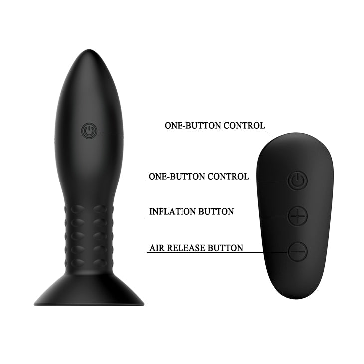 MR PLAY Rotation Beads Anal Plug - Black USB Rechargeable Beaded Butt Plug with Wireless Remote Baile