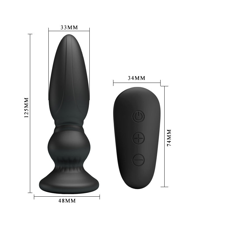 MR PLAY Powerful Vibrating Anal Plug - Black 12.5 cm USB Rechargeable Vibrating Anal Plug with Remote Pretty Love
