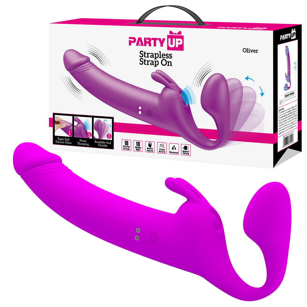 Party Up OLIVER Strapless Strap-On - Purple 28.3 cm USB Rechargeable Strapless Strap-On Party Up
