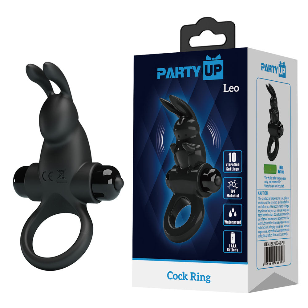 Party Up LARRY Vibrating Cock Ring - Black Vibrating Cock Ring Black - Club X