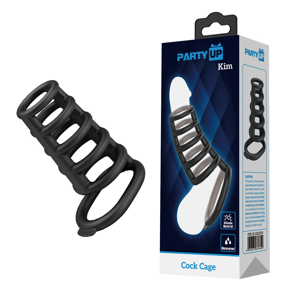 Party Up KIM Cock Cage - Black Cock Ring Cage Party Up