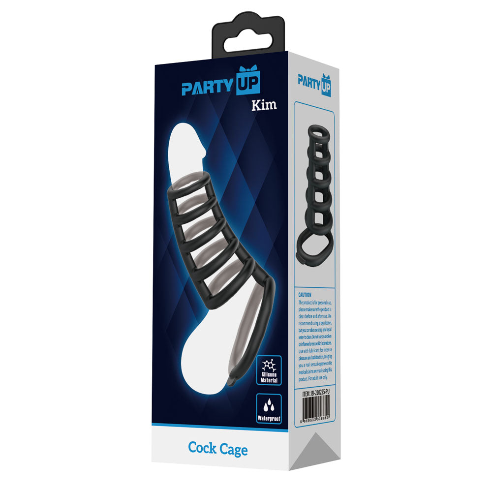 Party Up KIM Cock Cage - Black Cock Ring Cage Party Up