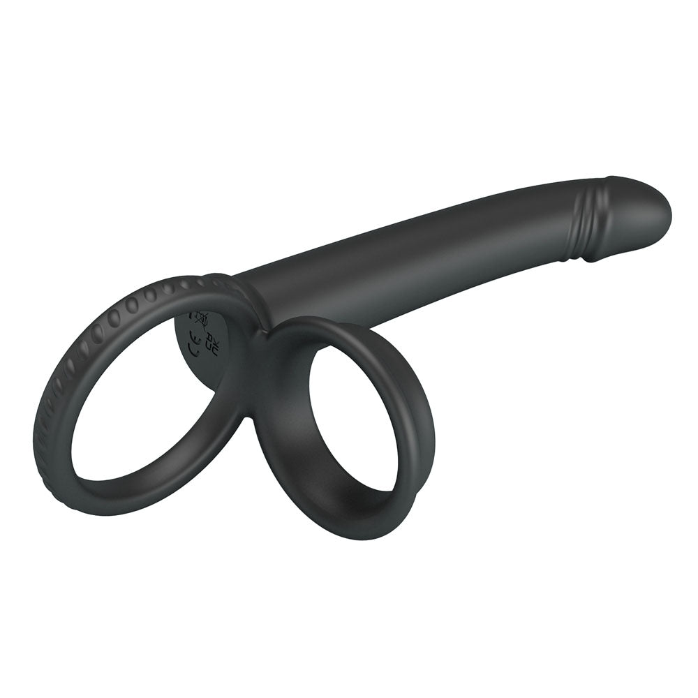 Party Up MARTIN Double Penetrator - Black Cock & Ball Rings with Double Penetrator Party Up