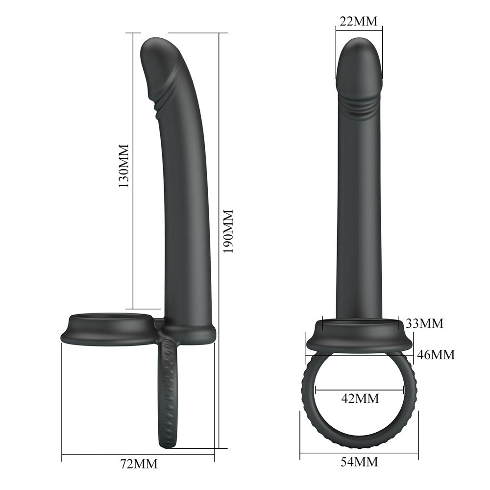 Party Up MARTIN Double Penetrator - Black Cock & Ball Rings with Double Penetrator Party Up