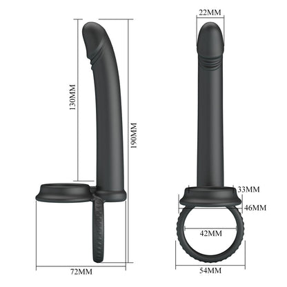 Party Up MARTIN Double Penetrator - Black Cock & Ball Rings with Double Penetrator Party Up