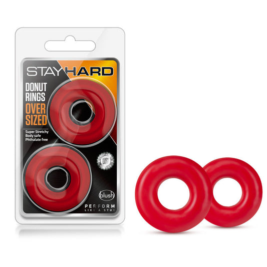Stay Hard - Donut Rings Oversized - Red Large Cock Rings - Set of 2 Blush Novelties