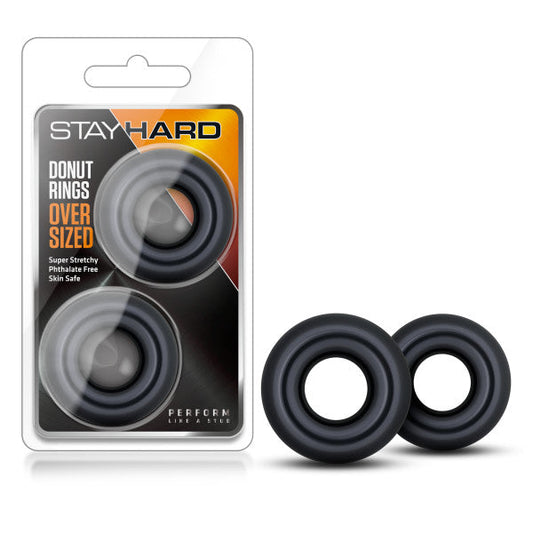 Stay Hard - Donut Rings Oversized - Black Large Cock Rings - Set of 2 Blush Novelties