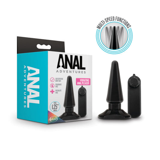 Anal Adventures Basic Vibrating Anal Pleaser - Black 10.1 cm Vibrating Butt Plug Blush Novelties