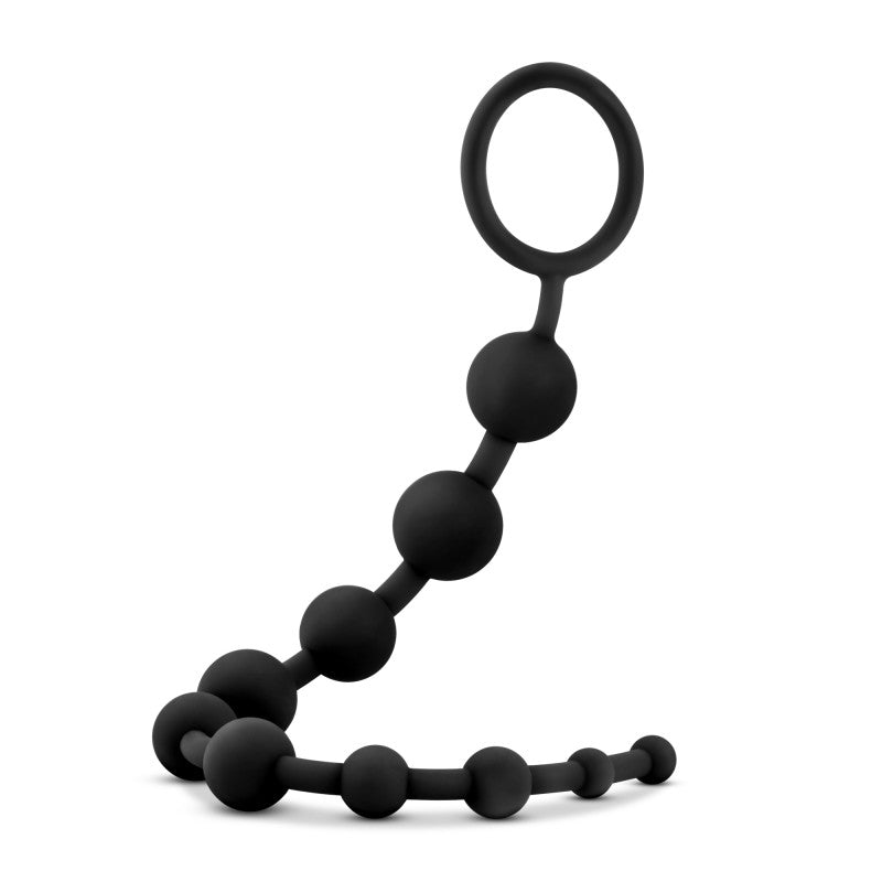 Anal Adventures Platinum 10 Anal Beads - Black - Black 31.7 cm Anal Beads Blush Novelties