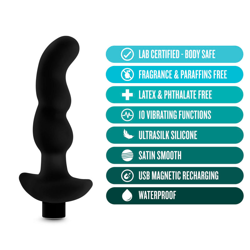 Anal Adventures Platinum Vibrating Prostate Massager 03 - Black USB Rechargeable 15.2 cm Prostate Massager Blush Novelties