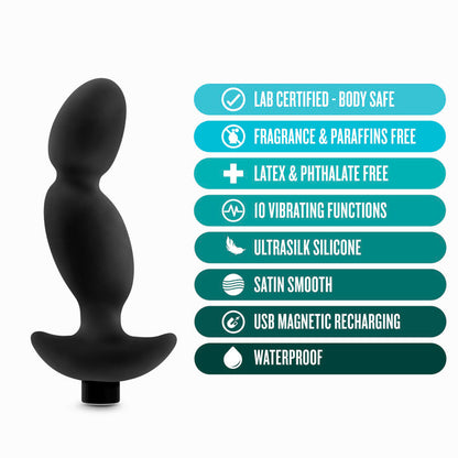 Anal Adventures Platinum Vibrating Prostate Massager 04 - Black 16.5 cm USB Rechargeable Prostate Massager Blush Novelties