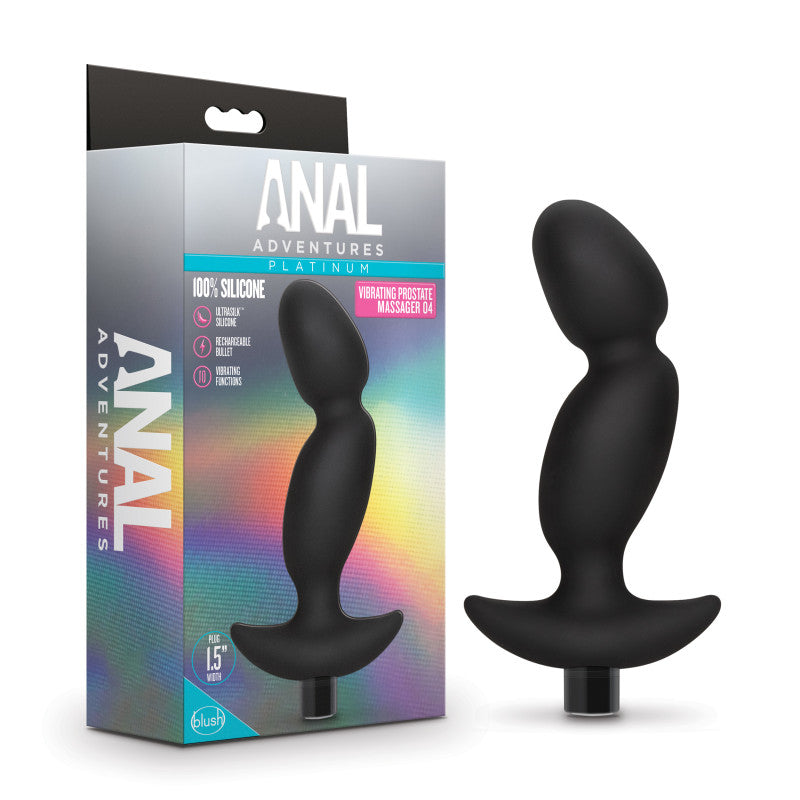 Anal Adventures Platinum Vibrating Prostate Massager 04 - Black 16.5 cm USB Rechargeable Prostate Massager Blush Novelties