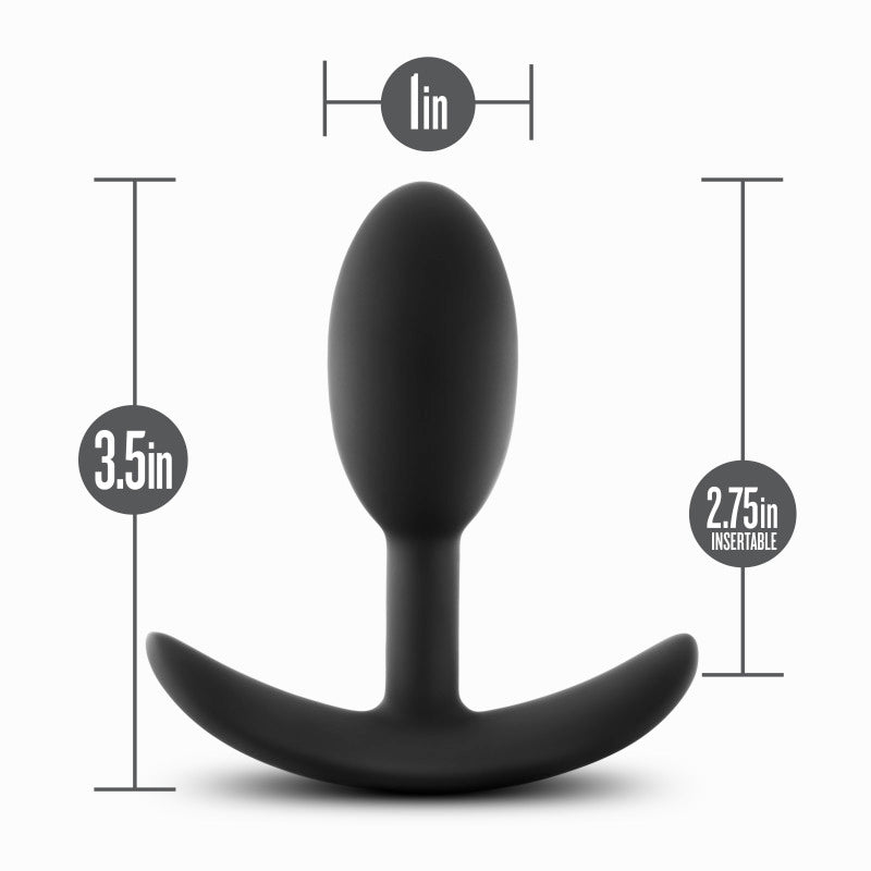 Anal Adventures Platinum Vibra Slim Plug - Black 8.9 cm Small Butt Plug with Internal Ball Blush Novelties