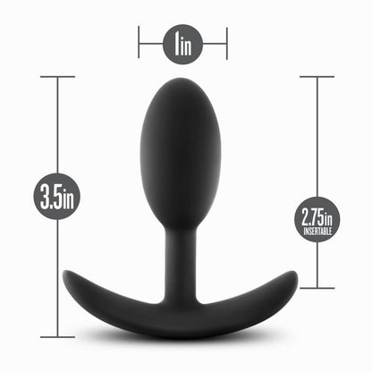 Anal Adventures Platinum Vibra Slim Plug - Black 8.9 cm Small Butt Plug with Internal Ball Blush Novelties