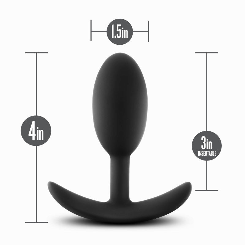 Anal Adventures Platinum Vibra Slim Plug - Black 10.1 cm Butt Plug with Internal Ball Blush Novelties