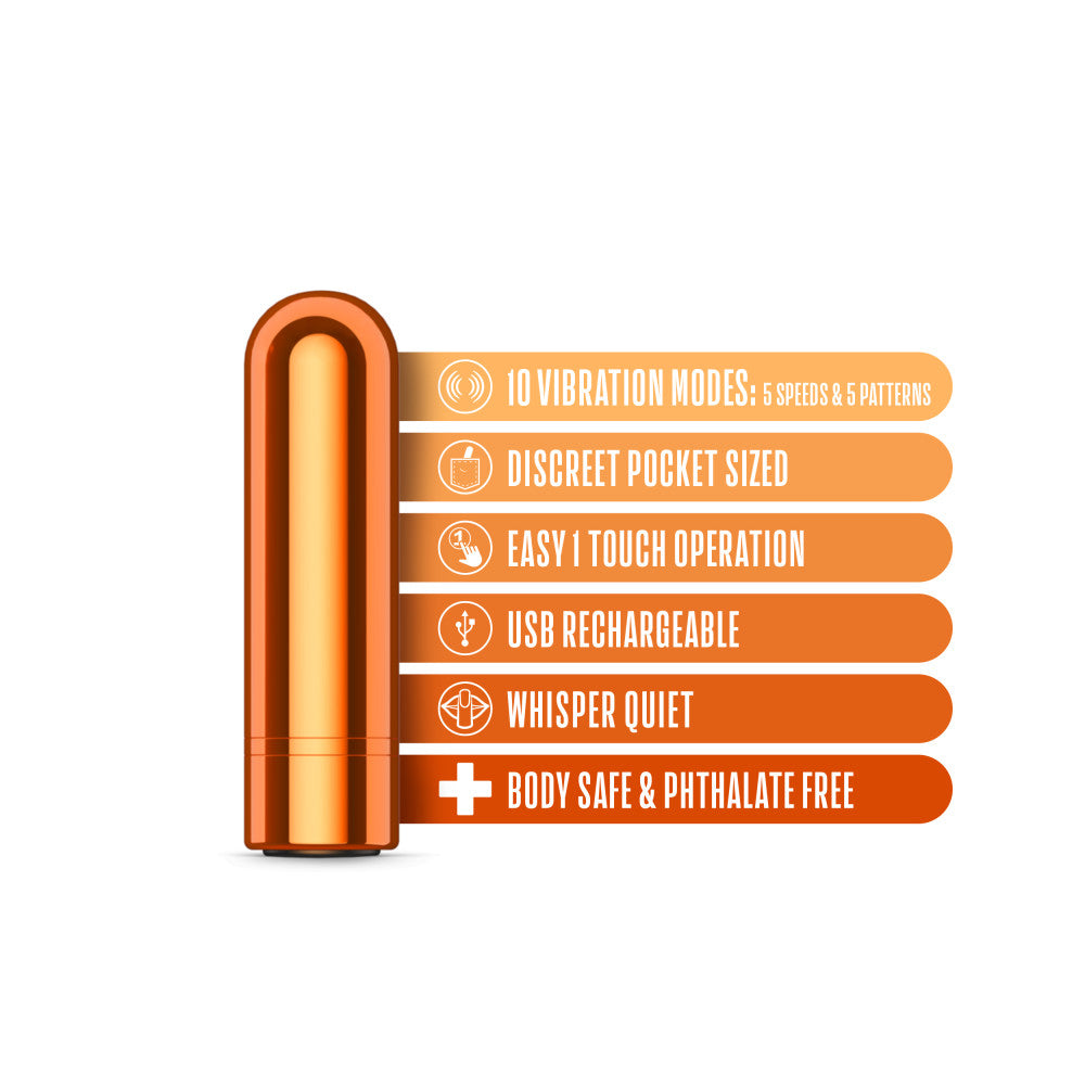 Kool Vibes - Rechargeable Mini Bullet - Tangerine - Orange 6.4 cm USB Rechargeable Bullet Blush Novelties