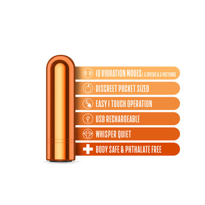 Kool Vibes - Rechargeable Mini Bullet - Tangerine - Orange 6.4 cm USB Rechargeable Bullet Blush Novelties