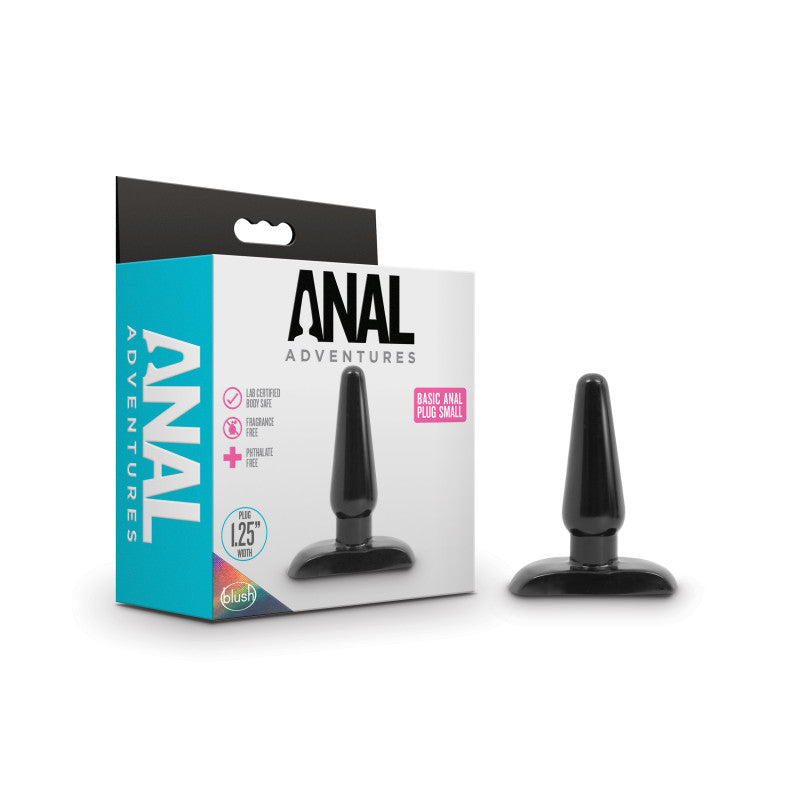 Anal Adventures Basic Anal Plug - Small - Black 10.8 cm Butt Plug Blush Novelties