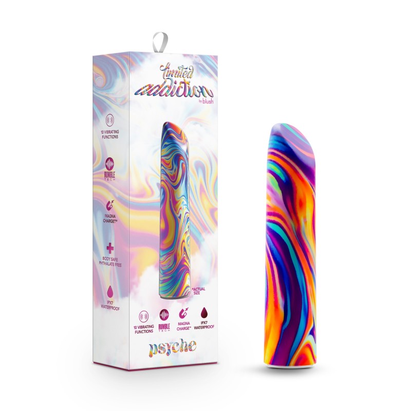 Limited Addiction Psyche - Power Vibe - Rainbow 10.2 cm USB Rechargeable Bulet Blush Novelties