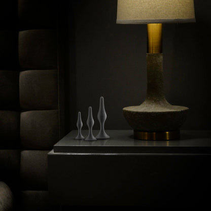 Anal Adventures Platinum Silicone Beginner Plug Kit - Black Butt Plug Kit - Set of 3 Sizes blush