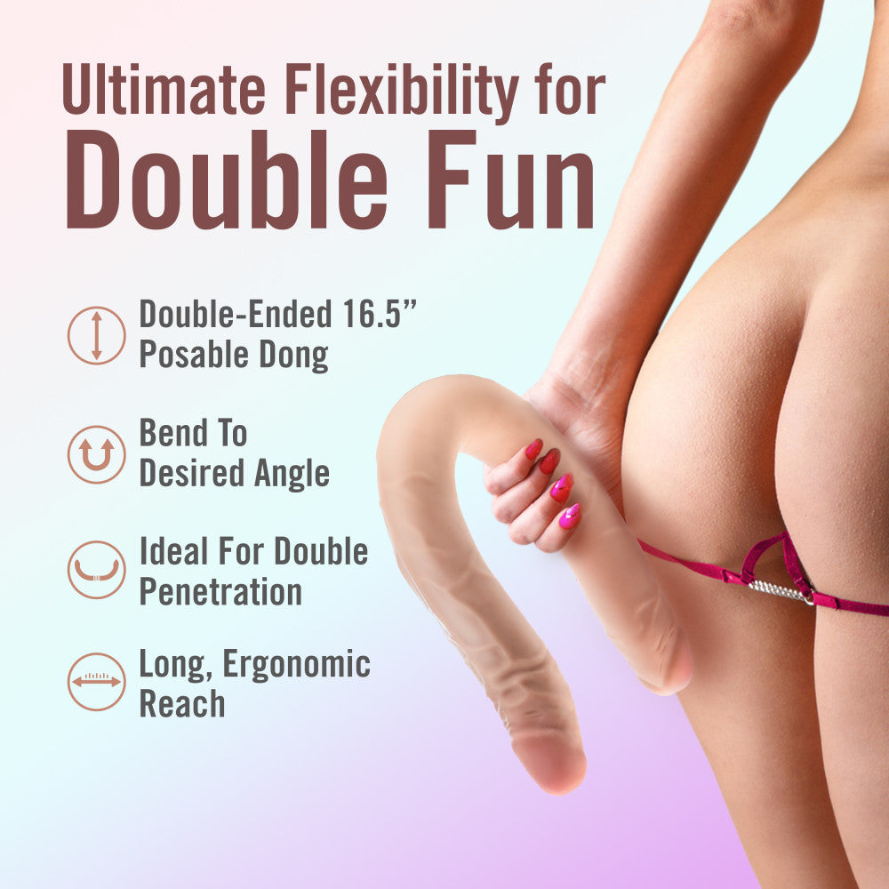 Dr. Skin Plus 16.5'' Posable Double Dong - Flesh 42 cm Double Dong Blush Novelties