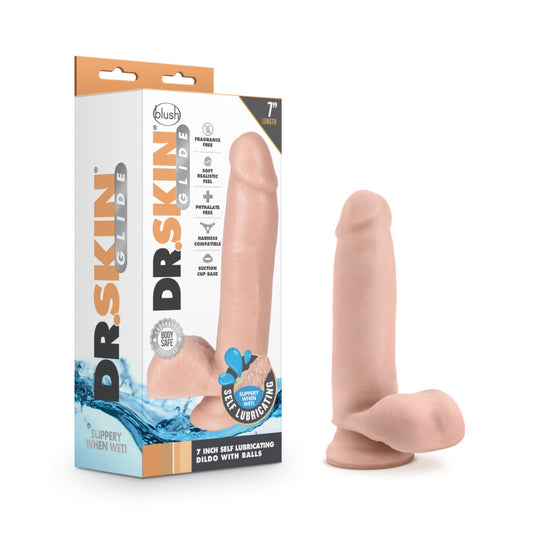 Dr. Skin Glide 7 Inch Self Lubricating Dildo - Flesh 17.8 cm Dong Flesh - Club X