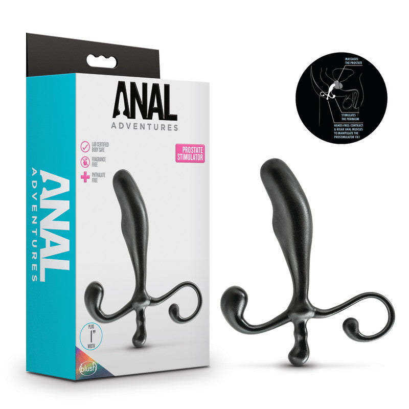 Anal Adventures Prostate Stimulator - Black 12.7 cm Prostate Massager Blush
