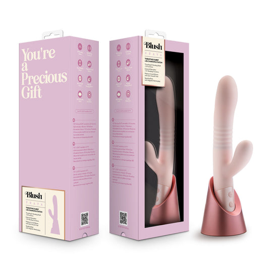 Blush - Fraya - Pink - Pink 24.1 cm USB Rechargeable Thrusting Rabbit Vibrator Pink - Club X