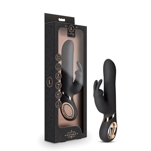 Lush Victoria - Black 22.9 cm (9'') USB Rechargeable Rabbit Vibrator Black - Club X