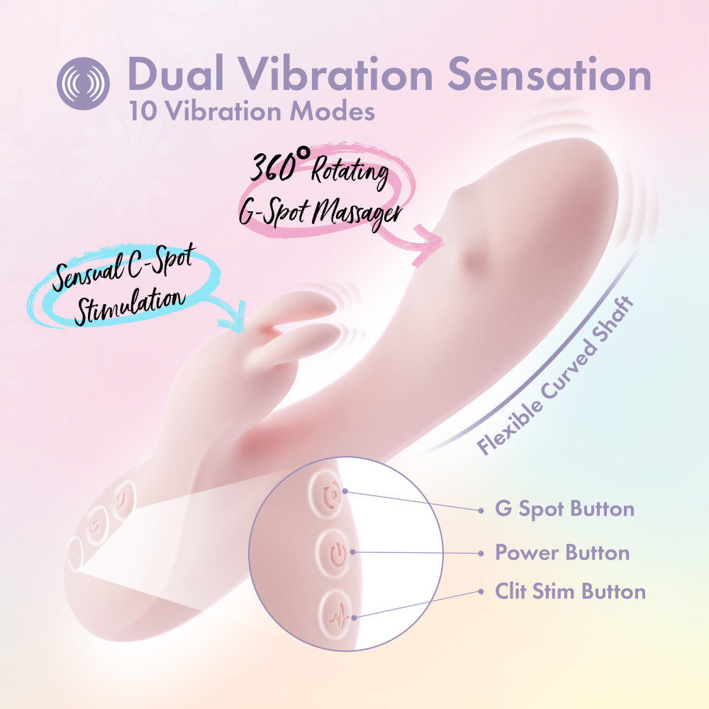 Play With Me - Fairy Flutter - Pink 19.7 cm USB Rechargeable Rabbit Vibrator Blush Novelties