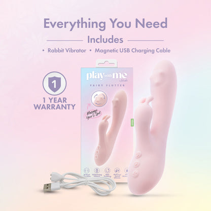 Play With Me - Fairy Flutter - Pink 19.7 cm USB Rechargeable Rabbit Vibrator Blush Novelties