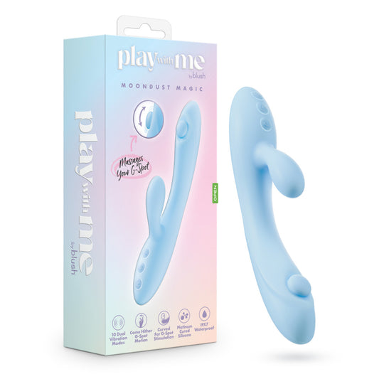 Play With Me - Moondust Magic - Blue 20.3 cm USB Rechargeable Rabbit Vibrator Blue - Club X
