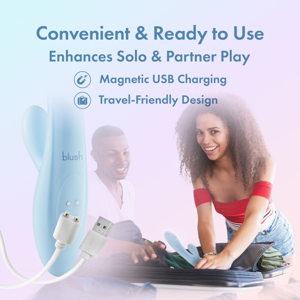 Play With Me - Moondust Magic - Blue 20.3 cm USB Rechargeable Rabbit Vibrator Blush Novelties