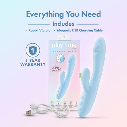 Play With Me - Moondust Magic - Blue 20.3 cm USB Rechargeable Rabbit Vibrator Blush Novelties