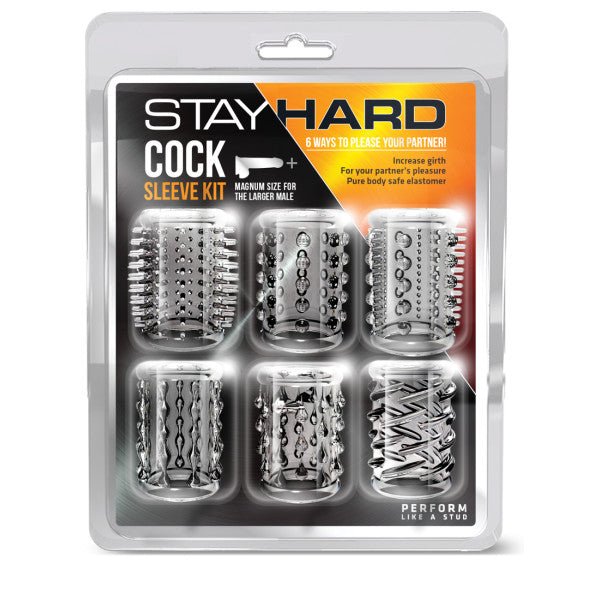 Stay Hard - Cock Sleeve Kit - Clear Penis Sleeves - 6 Pack Blush Novelties